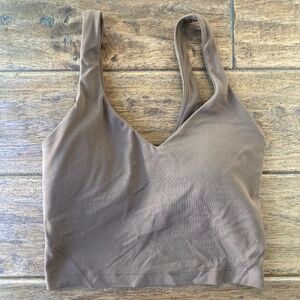 lululemon Align Tank Brown Cropped Built-In Bra V-Neck Sleeveless Size 2